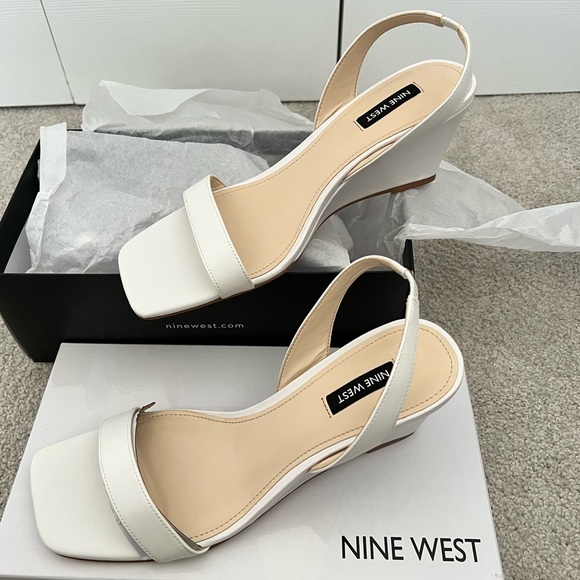 Nine West sandals, size 9.5. White wedge style with strap. - Picture 2 of 4